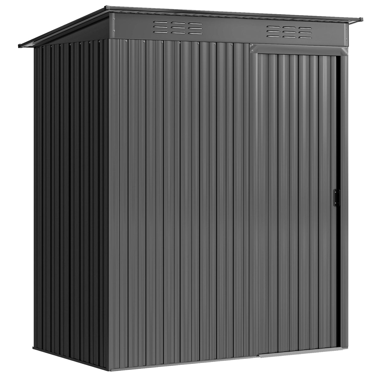 Pieni peltivaja alumiinipohjalla ja liukuovella, 1,37 m², tummanharmaa