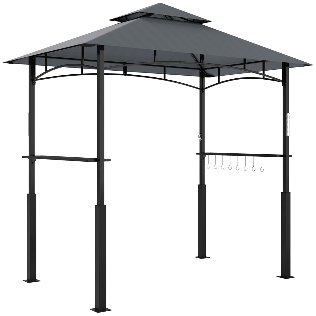 Grillikatos maustehyllyillä ja LED-valoilla, 2,43 x 1,48 m, tummanharmaa