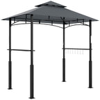 Grillikatos maustehyllyillä ja LED-valoilla, 2,43 x 1,48 m, tummanharmaa