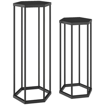 Kuusikulmaiset kukkajakkarat 2 kpl, 75 ja 60 cm, musta
