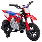 Lasten sähkömotocross Honda CRF 450R 12V litiumakulla, tukipyörät, takajousitus, punainen