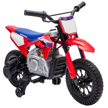 Lasten sähkömotocross Honda CRF 450R 12V litiumakulla, tukipyörät, takajousitus, punainen