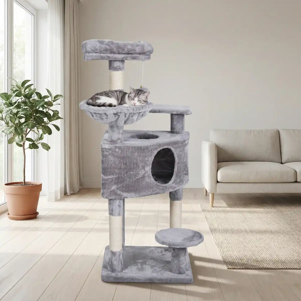 Pohjolan Lemmikkitarvike Kissan kiipeily-/raapimispuu 117cm, Vaalean Harmaa
