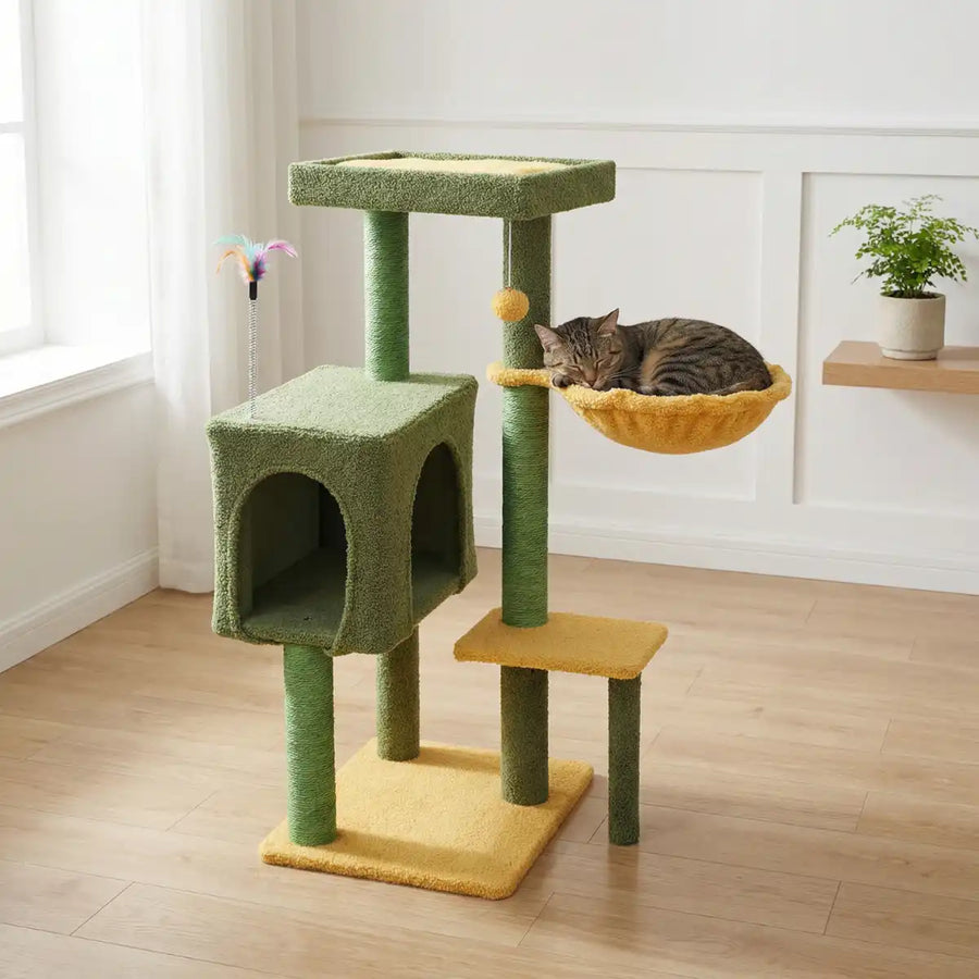 Kattklösbräda 90 cm – flernivå, hängmatta, 43 x 33 cm, grön