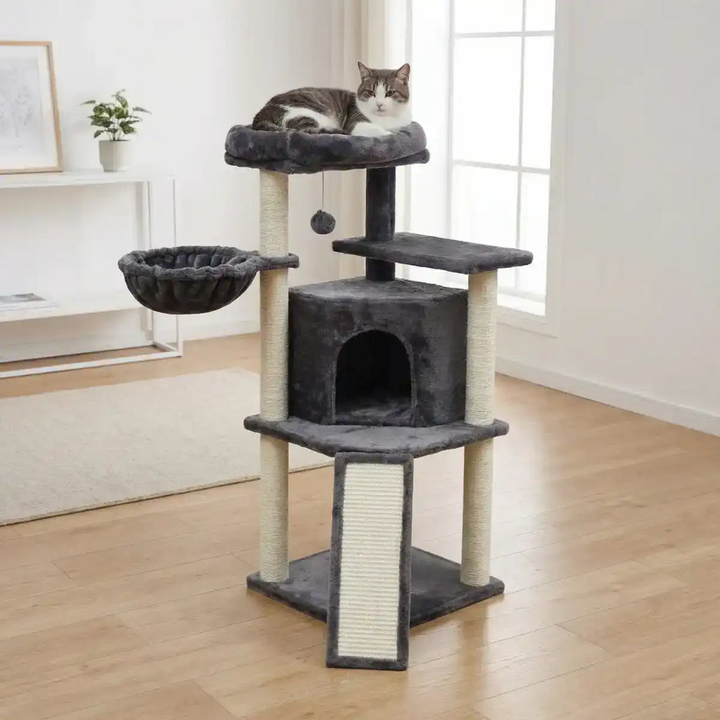 Pohjolan Lemmikkitarvike Kissan kiipeily-/raapimispuu 106 cm, Vaalean Harmaa