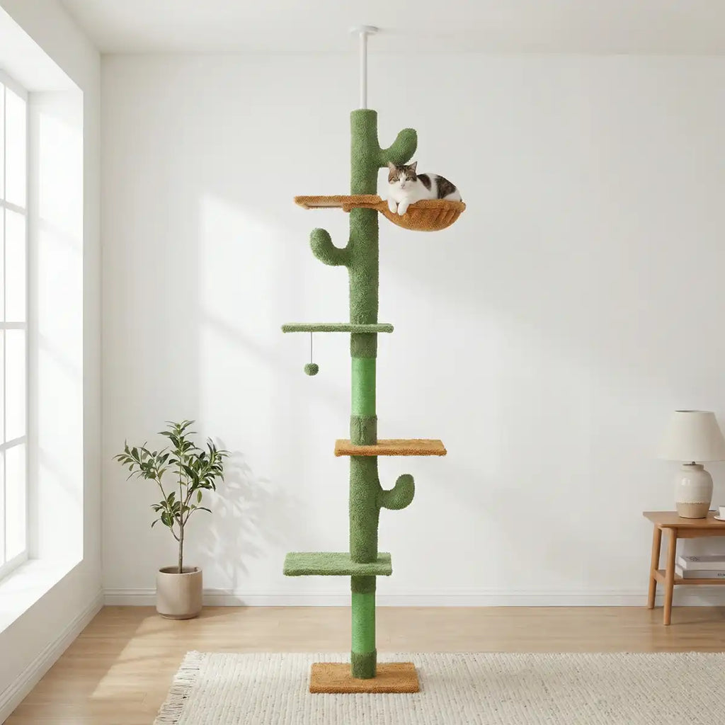 NordDjur Kattklätter-/klösstång 229–275 cm, grön kaktus