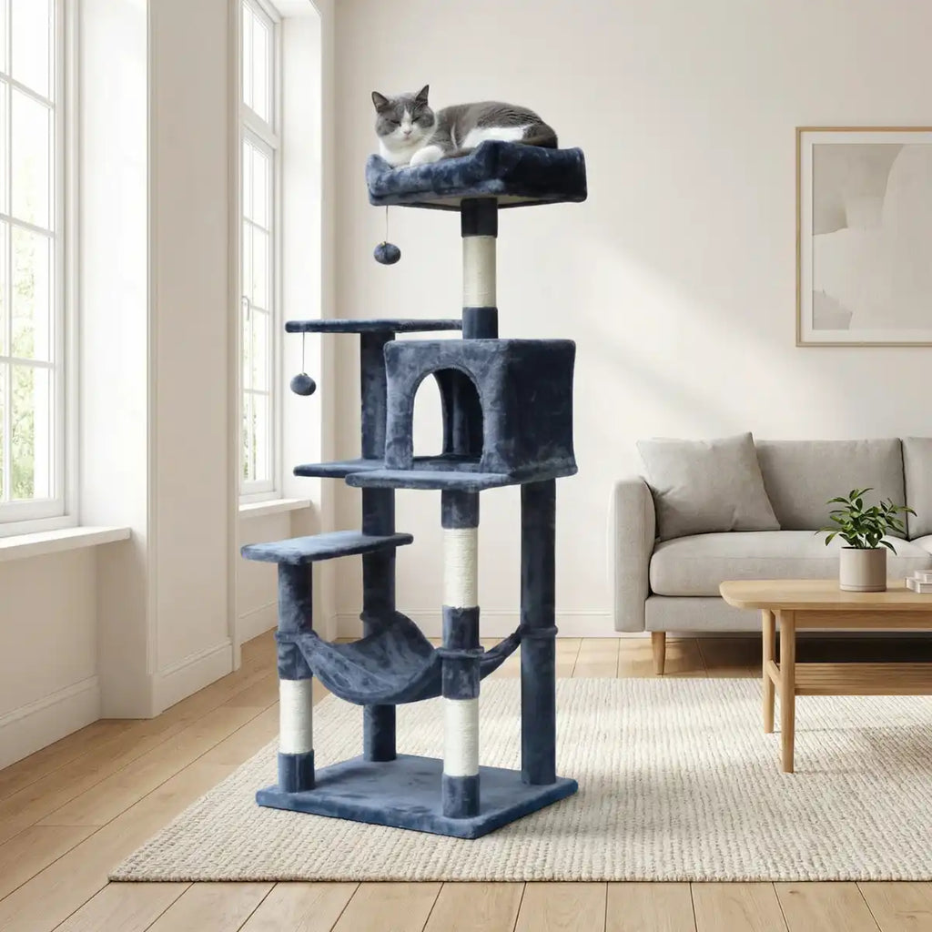 Pohjolan Lemmikkitarvike Kissan kiipeily-/raapimapuu 143 cm, tumman harmaa