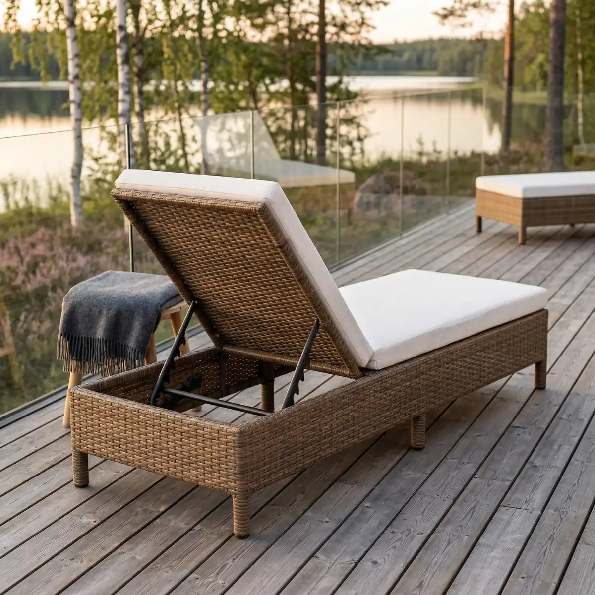 Lund & Leaf SANDRA solstol, solstol i polyrotting, brun, 198x70x30 cm