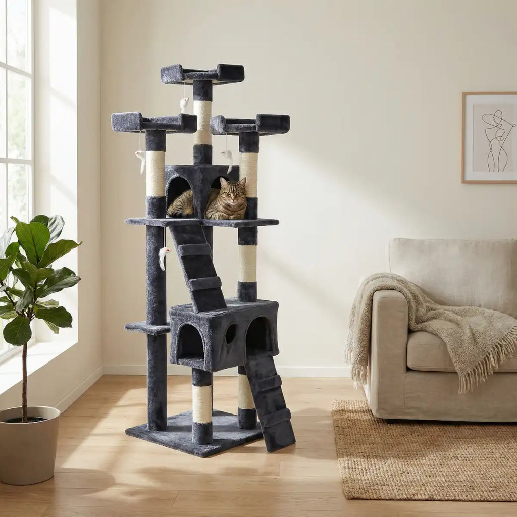 Pohjolan Lemmikkitarvike Kissan kiipeily-/raapimispuu 170 cm, Tumman Harmaa