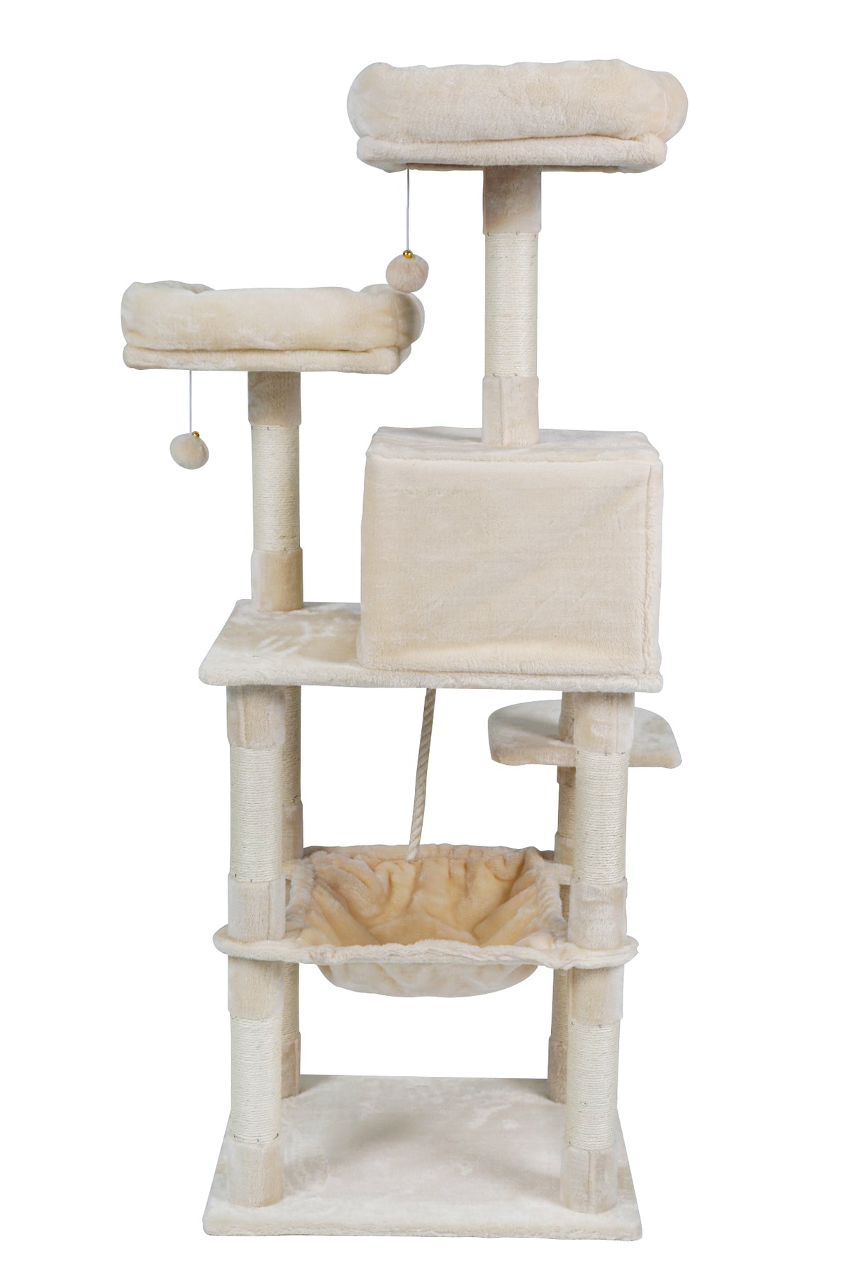 Kissan raapimispuu 143 cm – sisalpinnat, piiloluola, beige