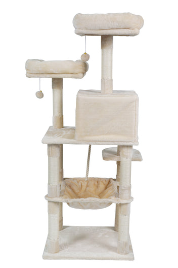 Kissan raapimispuu 143 cm – sisalpinnat, piiloluola, beige