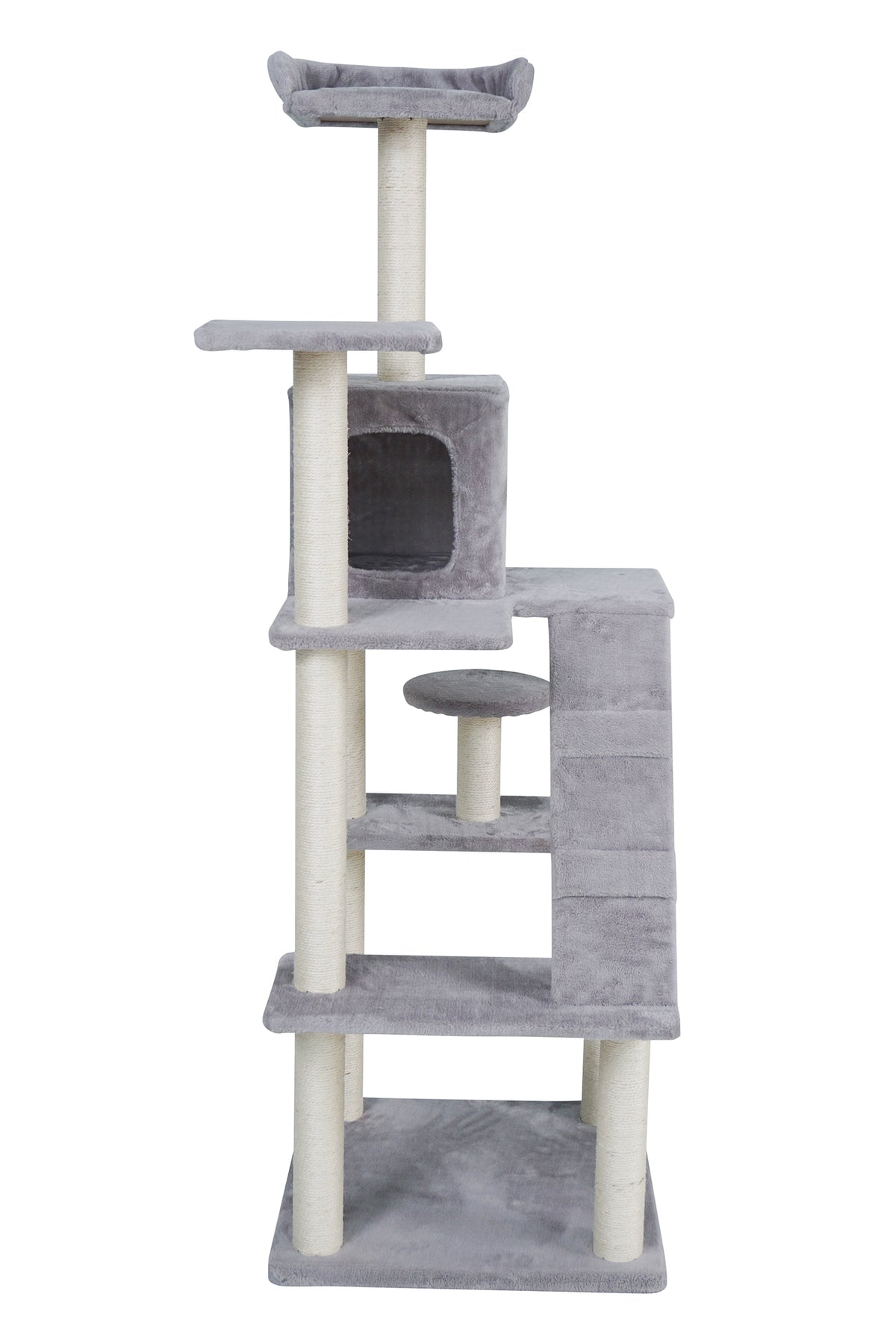 Kattklösbräda 170 cm – 55 x 55 cm botten, 3,4 mm sisal, ljusgrå