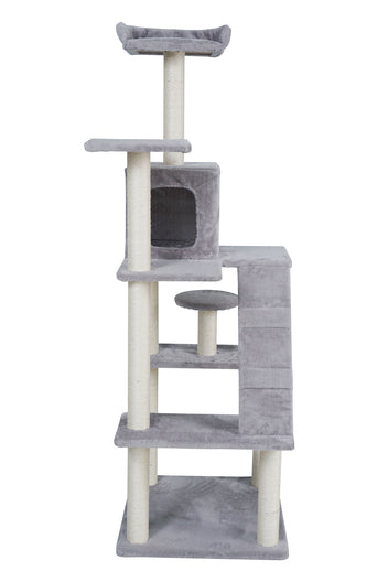 Kattklösbräda 170 cm – 55 x 55 cm botten, 3,4 mm sisal, ljusgrå