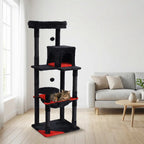 Pohjolan Lemmikkitarvike Kissan kiipeily-/raapimispuu 143 cm, Musta/Punainen