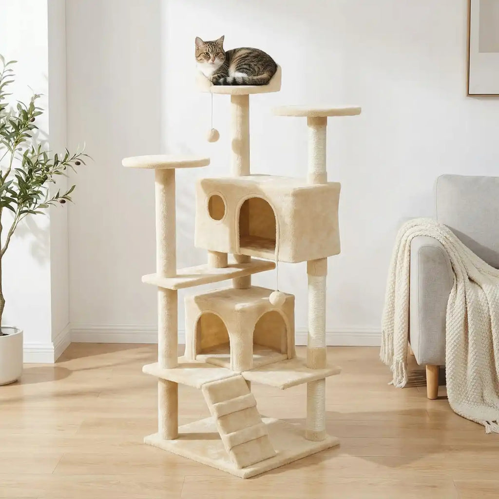 Pohjolan Lemmikkitarvike Kissan kiipeily-/raapimapuu 139 cm, Beige