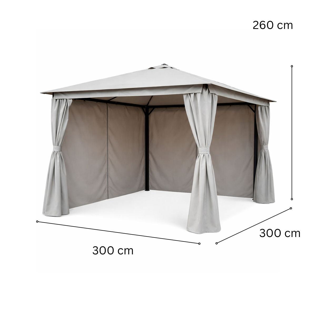 Lund & Leaf LED Garden Pavilion 3x3m, grå
