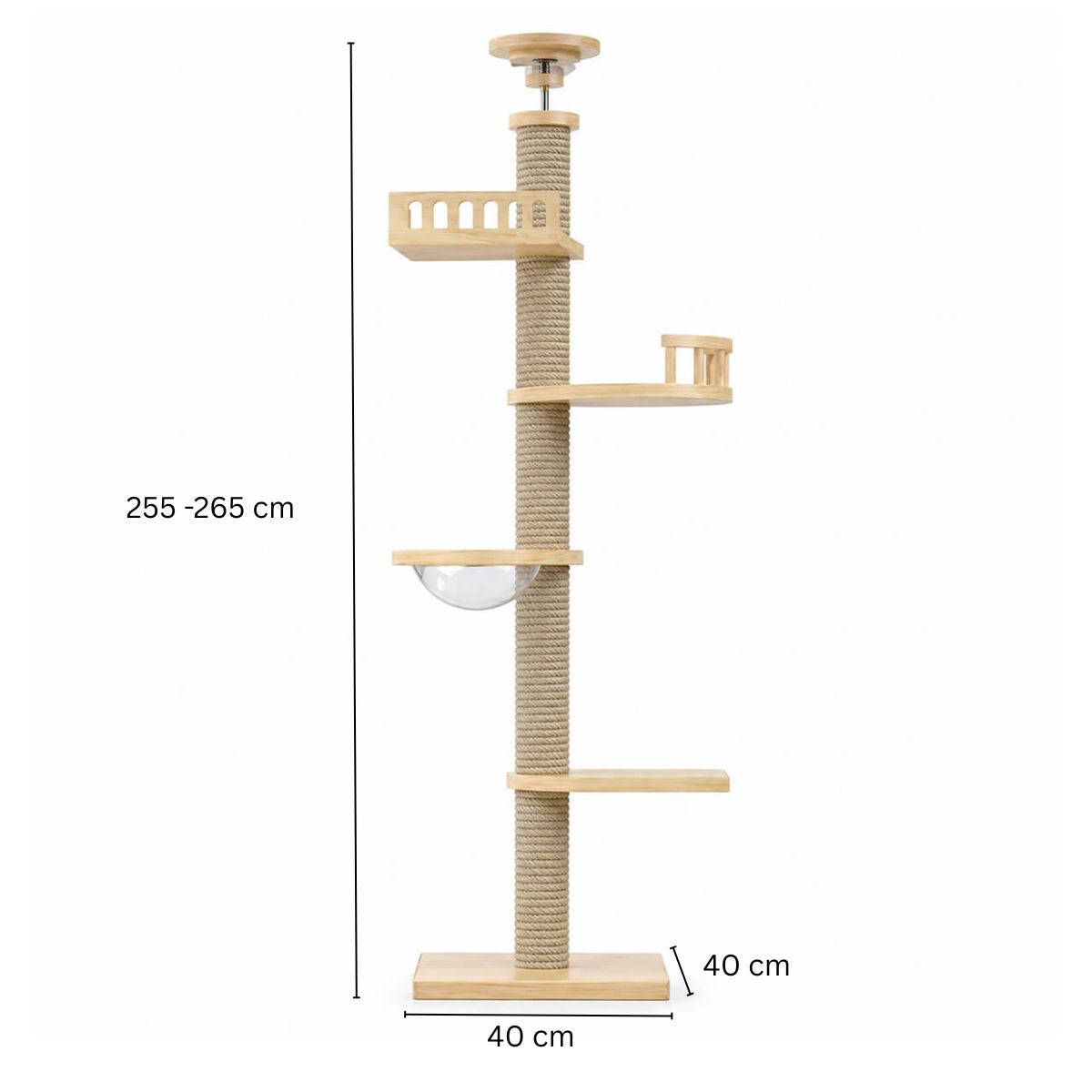 Korkea kissan kiipeilypuu 255–265 cm – puinen raapimispuu