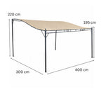 Paviljonki 3 x 4 m – aaltoileva katto, teräsrunko, 180 g polyesterikatos, beige