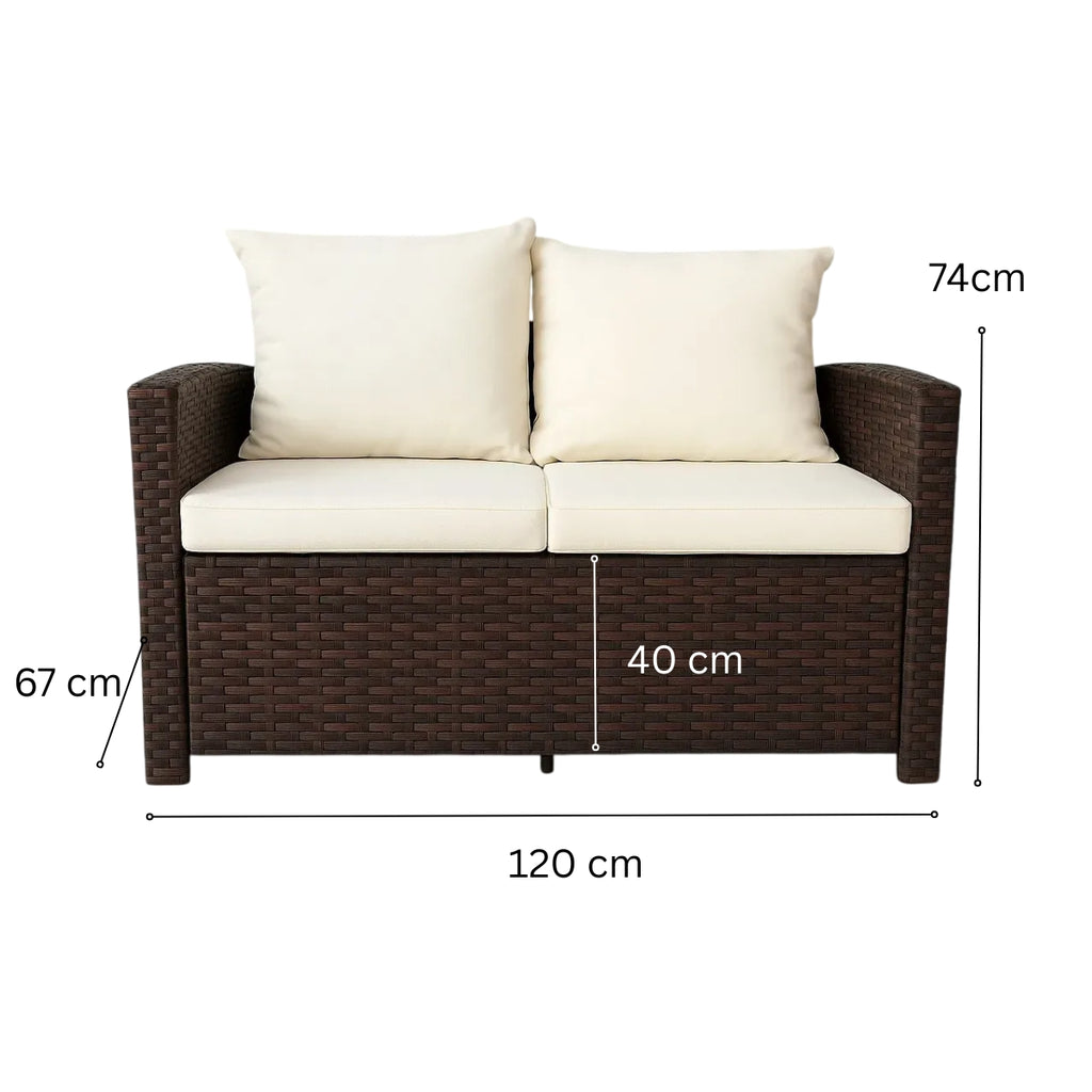 Lund & Leaf 2-sitsig soffa i konstrotting 120 cm EMMI, brun/beige