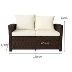 Lund & Leaf 2-sitsig soffa i konstrotting 120 cm EMMI, brun/beige