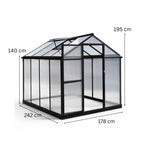 Växthus 4,6 m² – 4 mm cellplåt, sockel, aluminiumram