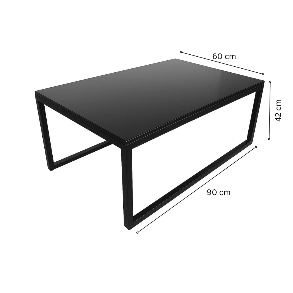 Puutarhapöytä 90 x 60 cm – 5 mm karkaistu lasi, teräsrunko, musta