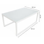 Puutarhapöytä 90 x 60 cm – 5 mm karkaistu lasi, teräsrunko, valkoinen