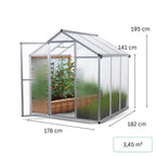 Kasvihuone 3,3 m² – 4 mm 610 g/m² kennolevyt, sokkeli, alumiinirunko