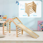 Kiipeilykolmio 3-in-1 tikkailla ja liukumäki/kiipeilyseinällä, puu, 1,5–4 v