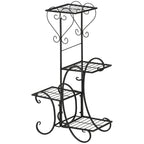 Metallinen nelitasoinen kukkateline, 45 x 24,5 x 80 cm, musta