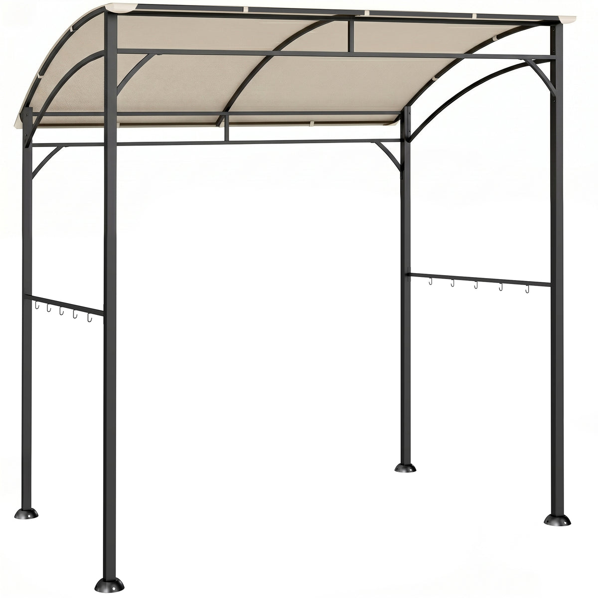 Grillikatos paloa hidastavalla katolla ja välinekoukuilla, 2,15 x 1,5 m, beige/musta
