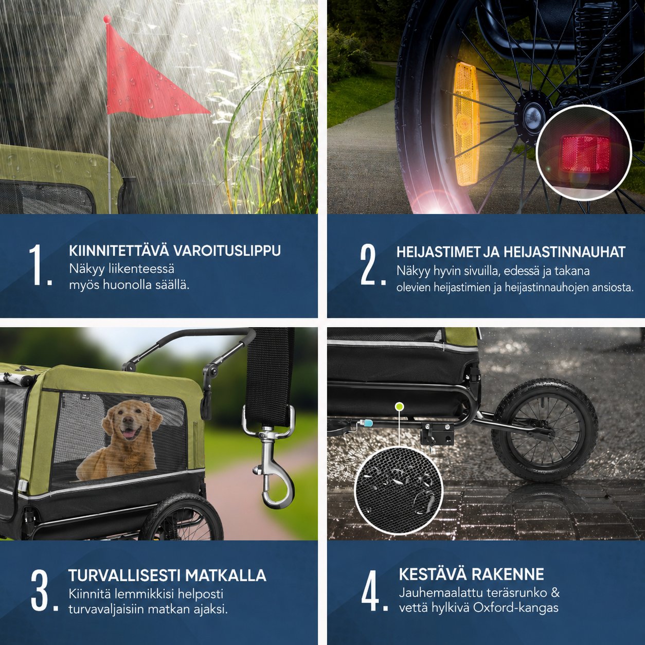 3-in-1 Lemmikkirattaat / Polkupyörän peräkärry, 4 eri väriä