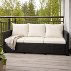 3-sitsig utomhussoffa 175 x 60 x 74 cm EMMA – polyrotting, stålram, svart/beige