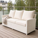 3-sitsig utomhussoffa 175 x 60 x 74 cm – polyrotting, vit/beige