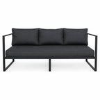3-istuttava ulkosohva 190 x 75 cm – 10 cm pehmusteet, teräsrunko, musta/harmaa
