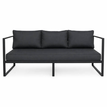 3-sitsig utomhussoffa 190 x 75 cm – 10 cm stoppning, stålram, svart/grå