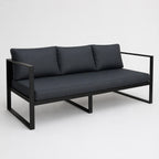 3-istuttava ulkosohva 190 x 75 cm – 10 cm pehmusteet, teräsrunko, musta/harmaa