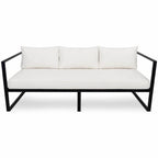 3-sitsig utomhussoffa 190 x 75 cm – 10 cm stoppning, stålram, svart/ljusbeige