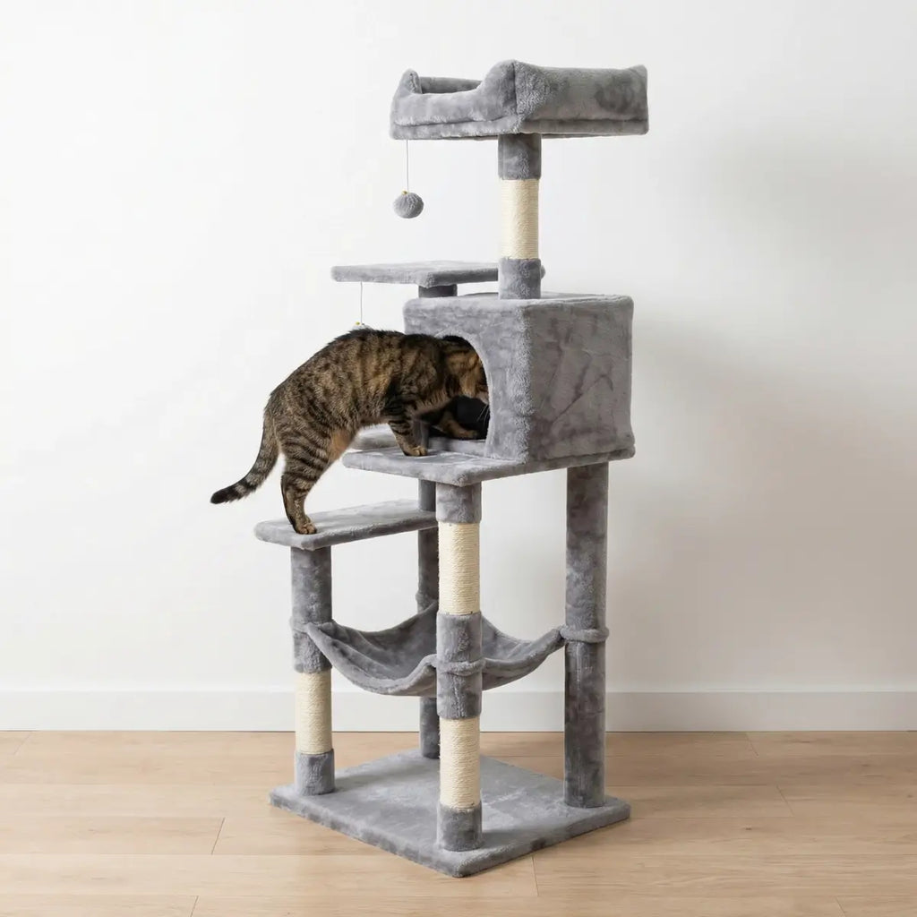 NordDjur Klättrings-/klösstång för katter 143 cm, ljusgrå