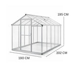 Lund & Leaf Hybridväxthus 5,4 m², robust ram, genomskinliga väggpaneler, sockel, grå