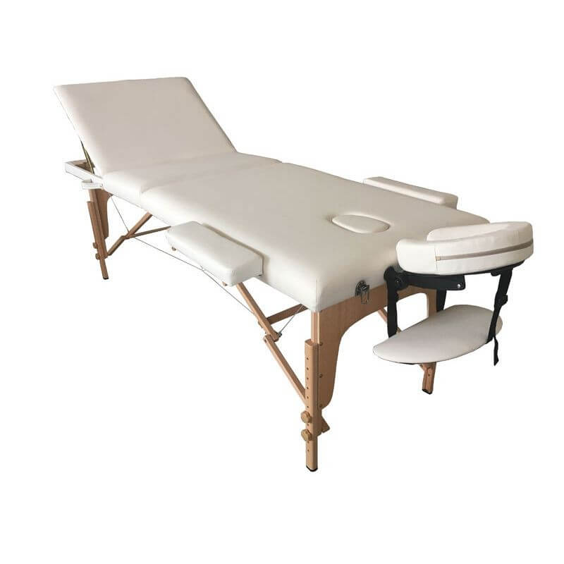 POHJOLAN URHEILUTARVIKE Taitettava Matkahierontapöytä 3V Puinen, 195x68cm, Valkoinen