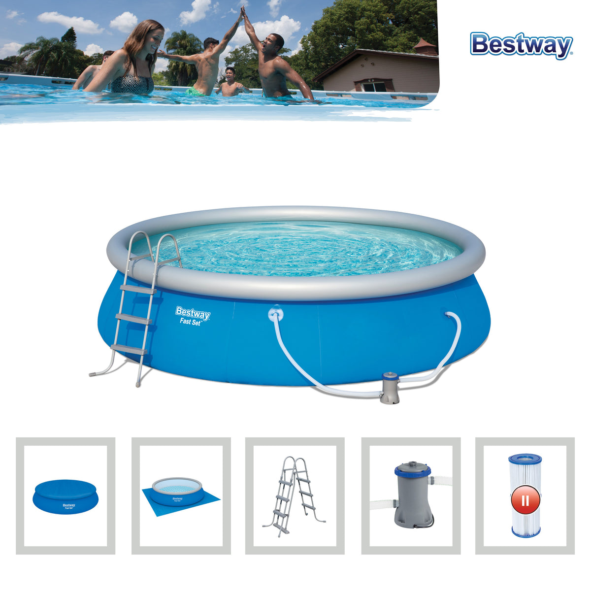 Bestway Fast Set Swimming Pool 457x107cm, 12362L