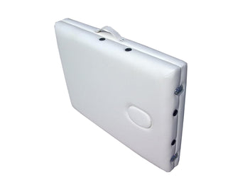Massagebänk 195 x 70 cm, vit – 2 zoner, 225 kg, aluminiumram