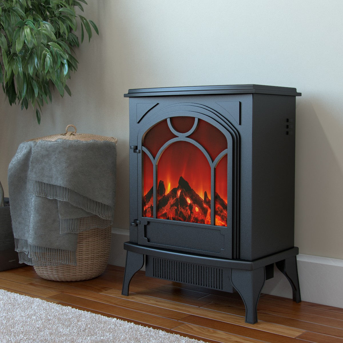 Elkamin Hehku 2A 1750/1950W – flammeffekt, överhettningsskydd, svart