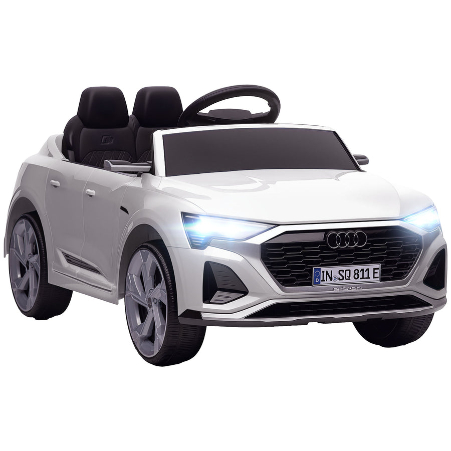Lasten sähköauto Audi Q8 e-tron Sportback 12V, kaukosäädin, jousitus, 3–5 v, valkoinen