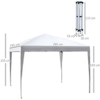 Pop-up-katos 2,95 x 2,95 m kantolaukulla, UV-suoja, valkoinen