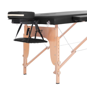 Massagebänk 195 x 70 cm, svart – 3 zoner, ca 215 kg, träram