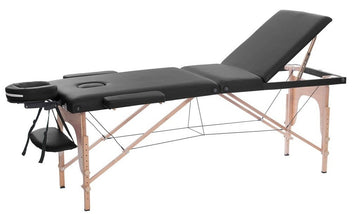 Massagebänk 195 x 70 cm, svart – 3 zoner, ca 215 kg, träram