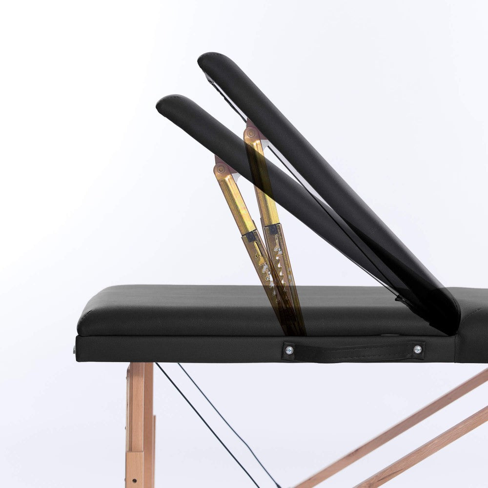 POHJOLAN URHEILUTARVIKE Taitettava Matkahierontapöytä 3V Puinen, 195x70cm, Musta