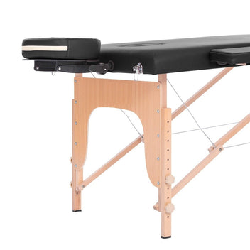 Massagebänk 195 x 70 cm, svart – 3 zoner, ca 215 kg, träram